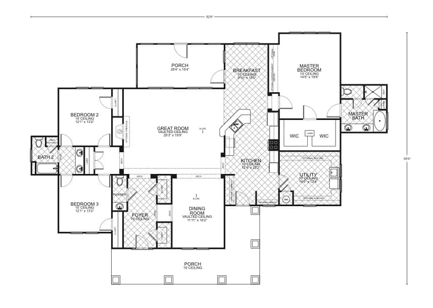 Brazos - Custom Home Floor Plan
