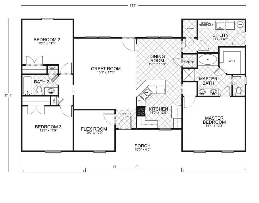 Durango B - Custom Home Floor Plan