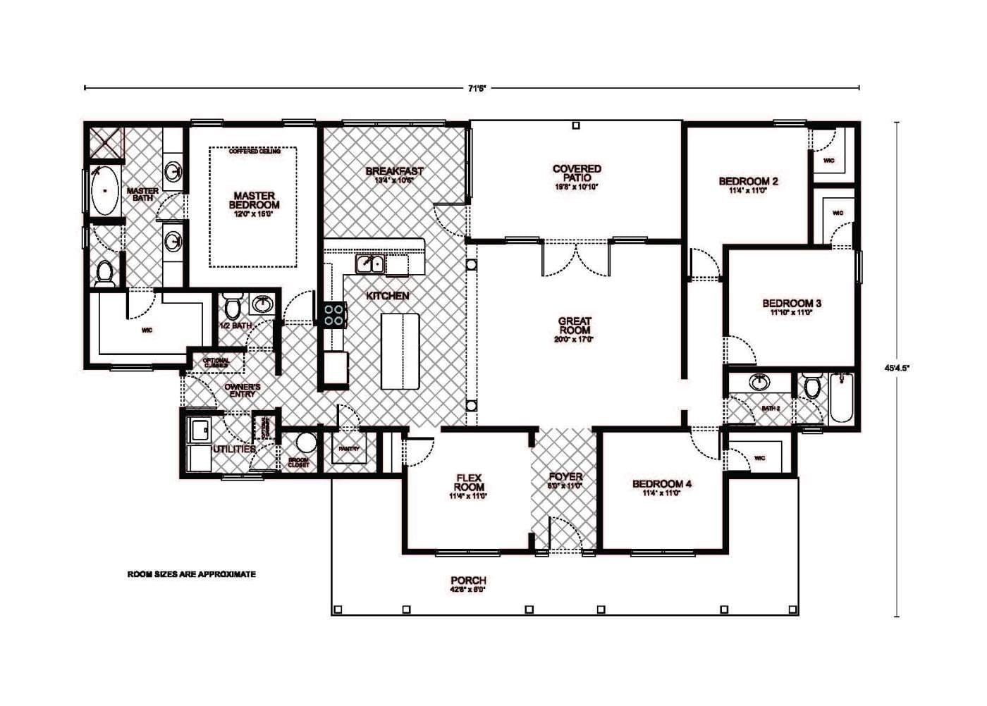 Leyland B custom home floor plan - 4 Bed / 2.5 Bath / 2,230 Sq Ft